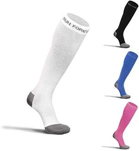 Compression Socks for Men & Women – 20-30mmHg Medical Grade Graduated Stockings (White, Large)