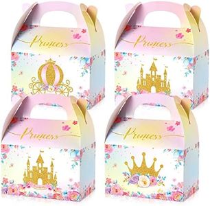 Nezyo Princess and Prince Treat Boxes Pink Princess Boxes Blue Prince Castle Gift Boxes Little Princess Crown Goodie Boxes Royal Prince Cardboard Boxes for Boy Girl Birthday (Princess, 12 Pcs)