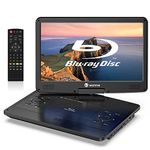 WONNIE 16.9" Portable Blu ray DVD Player with 14.1" 1080P HD Swivel Screen, 4-Hour Rechargeable Battery, Supports HDMI Output, Surround Audio, Last Memory, USB/SD Card, AV in