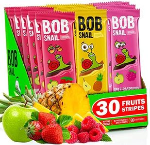 Bob Snail Vegan Sweets Barras multifrutas - 30 snacks saludables empaquetados individualmente con fresa, pera, piña, frambuesa y manzana - Dulces bajos en carbohidratos y bajos en calorías sin azúcar