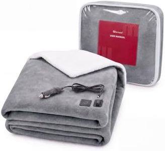 Warmrest Car Heated Blanket 12V Electric Blanket, 59 x 43 Inch, Light Grey
