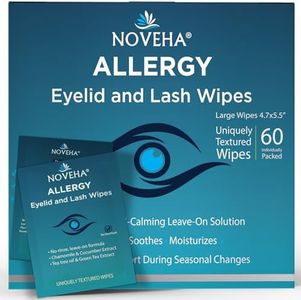 NOVEHA 60Pcs Allergy Relief Eyelid Wipes | Pre-moistened Hypoallergenic Eye Cleansing Pads, Reduce Itchiness, Redness & Discomfort Caused By Allergy, Clean, Soothe & Remove Debris (1 Pack)