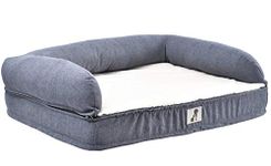 allpetsolutions Orthopaedic Dog Bed - Memory Foam Pet Sofa Bed with Soft Fleece Topper. Removable & Machine Washable Cover - Grey Large Size, 80x55cm