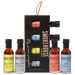 Smokehouse by Thoughtfully, Smokehouse Gourmet BBQ Sauce Sampler Set, Flavours Include Honey Chipotle, Smoky Bourbon, Sweet and Spicy, and Bacon BBQ Sauce, Pack of 4