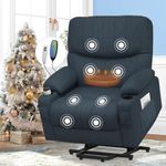 SQUEBILIFE Recliner Armchair Electric Recliner Chair with Massage & Heat, Extended Footrest, Oversized Riser Reclining Chairs Lift Chair Lounge Sofa with Type C+USB Dual Drink Holders Side Pockets