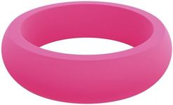 QALO Women's Rubber Silicone Ring, Classic Silicone Wedding Ring for Women, Breathable, Durable Engagement Silicone Band, 5.5mm Wide 2.5mm Thick, Pink, Size 7