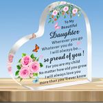 JMIMO Daughter Gifts Daughter Heart Shaped Acrylic Plaque Birthday Gifts from Mum Dad,Daughter Christmas Graduation Gift Ideas