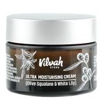 Vilvah Store Ultra Moisturising Cream | For Normal, Dry & Sensitive Skin | For Face, Hand & Body | Non-Greasy Cream With Olive Squalene And White Lily | 50ml