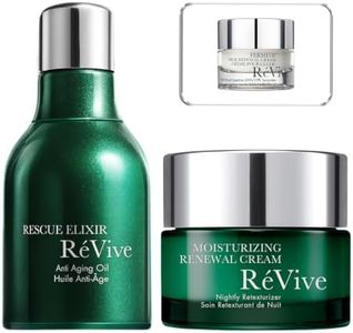 RéVive 3-Piece Renewal Skincare Bundle, Rescue Elixir Face Oil(30ml), Moisturizing Night Cream(50ml), & Travel Size Neck Day Cream(15ml) for Smoother, Hydrated, Radiant-Looking Skin