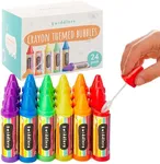 THE TWIDDLERS - 24 Mini Bubbles for Kids, Crayon Shaped Wands in 6 Colours, 8cm - Perfect as Party Bag Fillers for Kids, Wedding Favours, Outdoor Games - Refillable Tubes