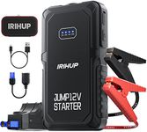 IRIHUP Jump Starter 2000A Peak with USB Quick Charge 3.0 (Up to 8L Gas or 5L Diesel Engine), 12V Car Battery Jump Starter, Jump Starter Battery Pack with Built-in LED Light and EVA case