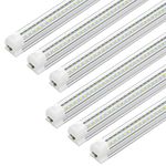 JESLED LED Shop Light 4FT, 40W 5000LM 6500K Cool White, Linkable Shop Lights, High Output, V-Shape, Clear Cover, T8 Light Fixture, 4 Foot LED Tube Lights for Garage, ETL (6-Pack)