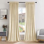 MIULEE Ivory White Velvet Curtains Thermal Insulated Blackout Curtain Drapes for Bedroom Living Room Darkening 96 Inches Long Curtains Panels Rod Pocket Set of 2