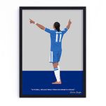 QUOTE - UNQUOTE ART Didier Drogba Framed Illustration Chelsea FC Legend - Original Football Art - 11x14 inches - Black Frame