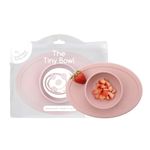 ezpz Tiny Bowl - 100% Silicone Suction Bowl with Built-in Placemat for First Foods + Baby Led Weaning - Fits on All Highchair Trays - 4 Months+ (Blush)