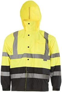 JORESTECH High Visibility Light Weight Waterproof Rain Jacket ANSI/ISEA 107-2015 Class 3 Level 2 Yellow/Black JK-03-YLBK (M)