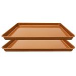 Set 2 Nonstick Copper Cookie Sheet and Copper Coating Baking Pan for Cookies 11" x 16"