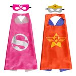 Superhero Capes for Kids,Superhero Costume Boys Grils Party Christmas Halloween Supplies for 3-10 Years Old (Pink+Red)