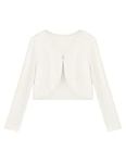 Arshiner Girls Open Front Shrug Cardigan Kids Children Knit Long Sleeve Bolero with Button Closure Cream White 130