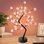 Yiliaw Tabletop Bonsai Tree Light with 35 LED Cherry Blossoms Tree Lamp,DIY Artificial Lamp Tree Lamp,USB or Battery Powered,for Bedroom Desktop Christmas Party Indoor Decoration Night Light