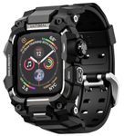 ULTIMAL Sports Bands Compatible with Apple Watch Strap 45mm, Military Protective Bumper Case, Rugged TPU iWatch Strap, Adjustable Band for Apple Watch Series 9 8 7 (Black, 45mm)