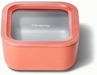 Caraway Glass Food Storage - 4.4 Cup Glass Container - Ceramic Coated Food Container - Non Toxic, Non Stick Lunch Box Container with Glass Lids. Dishwasher, Oven, & Microwave Safe - Perracotta