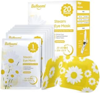 BeHoomi 20 Packs Steam Eye Mask, Heated Eye Mask Warm Compress for Eyes, Disposable Self Heating Eye Mask for Sleep, Spa, Travel Essentials & Relaxation Gifts for Women, Stocking Stuffers (Chamomile)