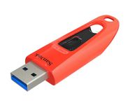 SANDISK Ultra 64GB, USB 3.0, Flash Drive, Upto 130MB/s R, Pendrive, Red, 5Y Warranty (SDCZ48-064G-U46R)