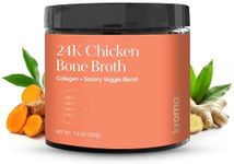 Kroma Premium Chicken Bone Broth, Dairy & Gluten Free Powder Mix with Collagen, Protein, Turmeric, Ginger, Gelatin & other Organic Ingredients,Promotes Gut Health & Healthy Skin, Hair & Nails, 10 servings