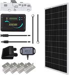 Renogy 100W Solar Panel Kit, 12 Volt Monocrystalline Solar RV Kit Off-Grid Kit with 30A PWM Solar Charge Controller+ Mounting Brackets+ Male and Female Connectors+Solar Cables+Cable Entry housing