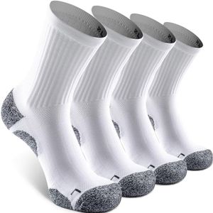 SITOISBE Cushioned Compression Unisex Mid-crew Socks 4-Pack, Small, White