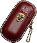 Fanyixuan Handmade Leather Eyeglass Case Hard Shell Retro Men And Women Sunglasses Nearsighted Glasses Hooks Protection Box, Crimson, S