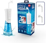 Ontel Miracle Smile Water Flosser for Teeth&Gum Health, Unique H-Shaped Flossing Head&4 Water Jets, Cordless Water Flosser Features 360° Cleaning&3 Pressure Modes, USB Rechargeable Dental Floss, White