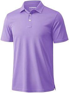 MAGCOMSEN Men's Polo Shirts Short Sleeve Athletic Pique Golf Shirt Dry Fit Performance Casual Work Polos for Men Light Purple