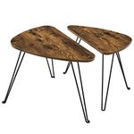 VASAGLE Set of 2 Side Tables, Nest of Tables, Coffee Tables, Living Room, Dining Room, Bedroom, Industrial Style, Rustic Brown and Black LNT012B01