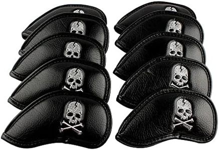 6000081 Craftsman Golf 10pcs Black Skull Thick Pu Synthetic Leather Golf Iron Head Covers Set Headcover Skull Fit All Brands Titleist Callaway Ping Taylormade Cobra Nike Etc.