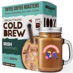 Toffee Coffee Roasters | Irish Cold Brew Bags | Free Mason Jar | Easy Brew Coffee | Cold Brew Coffee | Pack of 3 Bags | 100% Arabica Grounded Coffee | Makes 12 Cups of Coffee