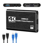 4K HDMI Video Capture Card, RREAKA USB3.0 1080P 60FPS Video Recorder Audio Video, Nintendo Switch Capture Card for Streaming Gaming and Broadcasting (Black)