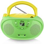 hPlay Gummy GC04 Portable CD Player Boombox with AM FM Stereo Radio Kids CD Player LCD Display, Front Aux-in Port Headphone Jack, Supported AC or Battery Powered - Pastel Green