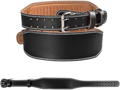 Leather Contoured Weightlifting Belt with Steel Roller Buckle Support Powerlifting Weightlifting Heavy Duty Workout Training Strength (L (Fits 33-37 Inches))