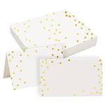 NEWHOMSTYLE 50 PCS White Table Place Cards with Gold Foil Dot, Blank Name Place Card for Wedding Events Parties Christmas Dinner Reception