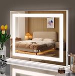 Leishe Vanity Mirror with Lights 22.8”x18.1” Hollywood Makeup Mirror 3 Color Dimmable Light Modes Lighted LED Makeup Mirror USB Charging Port and 10X Magnification Makeup Vanity Mirror White