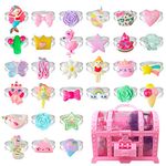 EleMirsa 30pcs Little Girl Jewel Rings Adjustable Costume Princess Pretend Play and Dress Up Rings for Girl Toddlers Kids Children's Jewelry Set Toy Treasure Box Birthday Gifts for Girls, Adjustable,