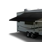 RecPro RV Awning Fabric Replacement | Universal Fit | 8-22ft Sizes | Heat Sealed Vinyl (20' - Actual Width 19' 1", Solid Black)