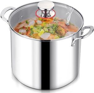 LIANYU 12QT 18/10 Stainless Steel Stock Pot with Lid, Large Soup Pot, Big Cookware, 12 Quart Canning Pasta Pot with Measuring Mark, Tall Cooking Pot, Induction Pot for Boiling Strew Simmer