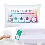Sunshine Comforts Duck Feather Pillows (2 Pack) –1200GSM Luxury Bed Pillows for Sleeping (50X75cm), Soft for All Sleep Positions – Breathable, Washable & Hypoallergenic UK Standard Size