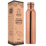 Ancient Impex Pure Copper Hammered Seamless Water Bottle for Ayurveda Benefits | 1000 Ml Capacity