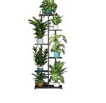 FUFU HANDICRAFT Plant Stand With Pot Display Tiered Shelf Floor Mount Rack, 7 Tiers, Made Of Wrought Iron, Tall Plant Flower Shelf For Balcony Living Room Outdoor Interior Home Outdoor Decor (Black)