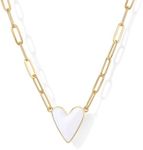 PAVOI 14K Gold Plated Heart Enamel Pendant Necklace for Women | Love Paperclip Chain Necklaces | Blue Pink Purple White Enamel Heart Pendants, Yellow Gold, No Gemstone