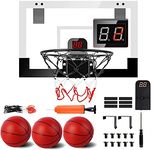 KAEGREEL Mini Basketball Hoop Set with Electronic Score Record for Kids and Adults, Indoor Wall Mounted Basketball Hoop with 3 Ball, Outdoor Kids Basketball Gift for Boys Girls